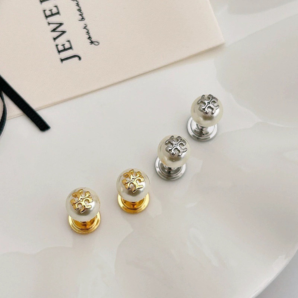 Tory Burch Pearl Letter Stud Earrings